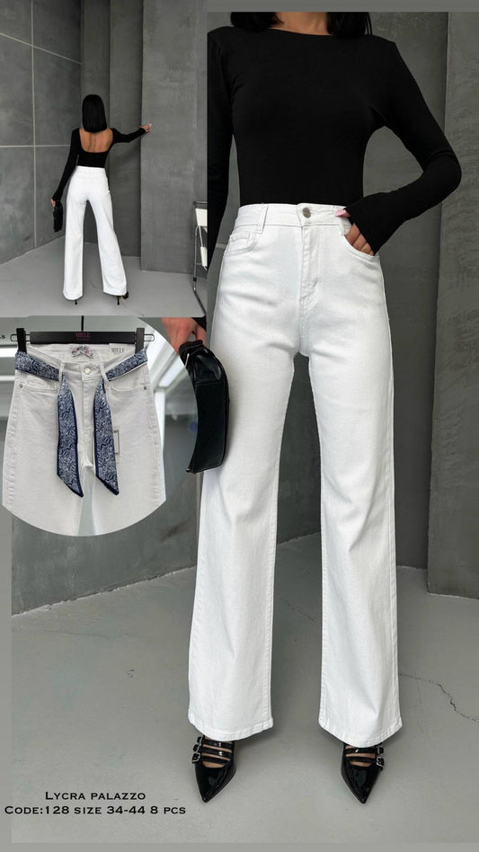 MIELE WHITE JEANS LYCRA PALAZZO