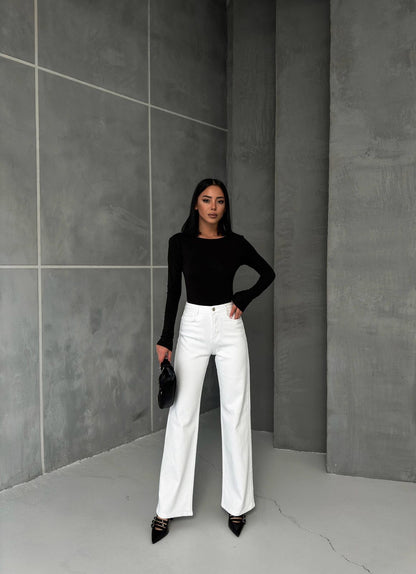MIELE WHITE JEANS LYCRA PALAZZO