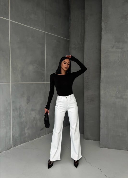 MIELE WHITE JEANS LYCRA PALAZZO