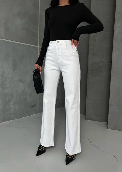 MIELE WHITE JEANS LYCRA PALAZZO