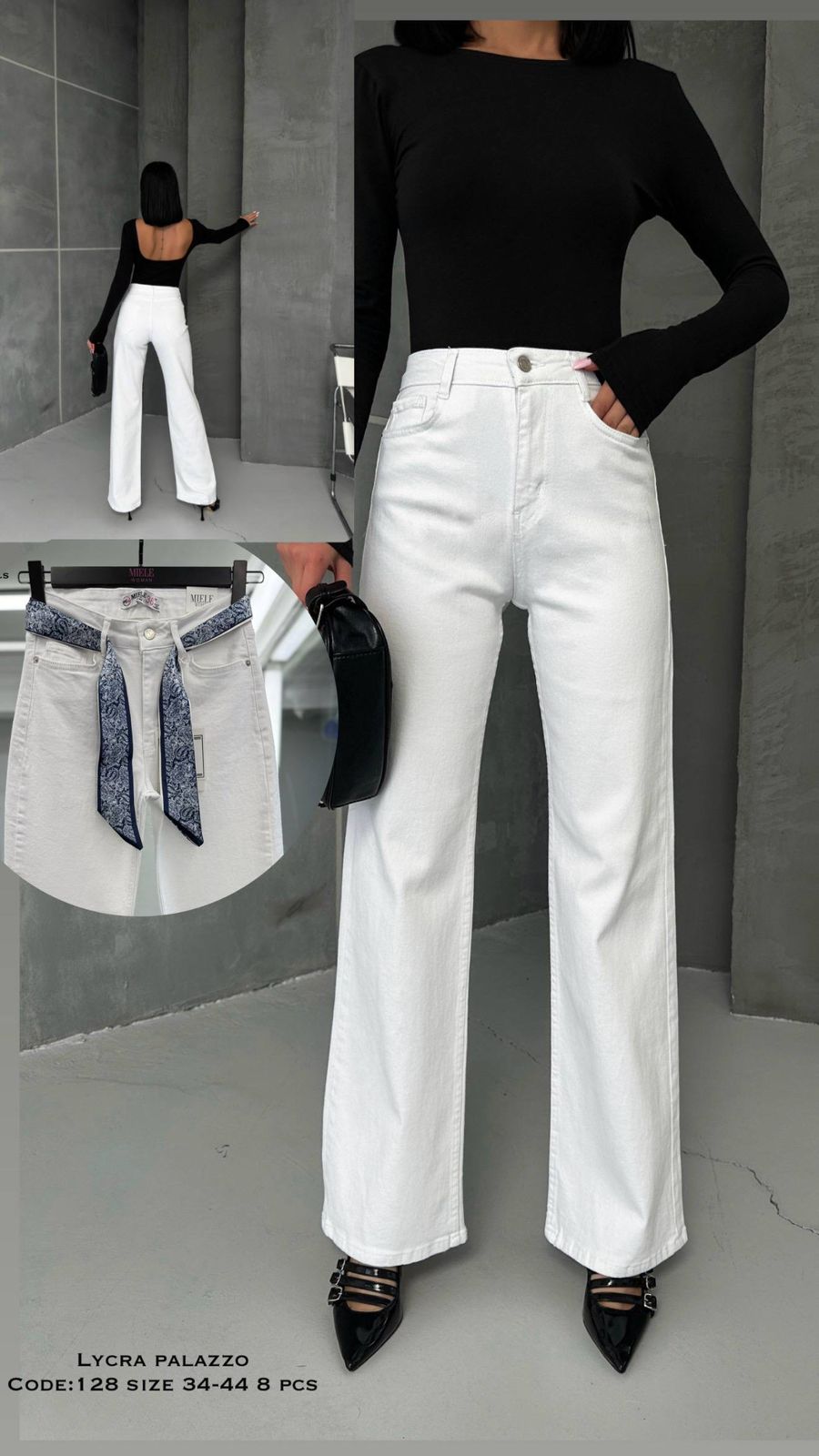 MIELE WHITE JEANS LYCRA PALAZZO