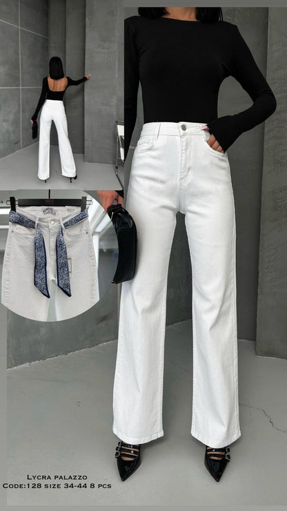 MIELE WHITE JEANS LYCRA PALAZZO