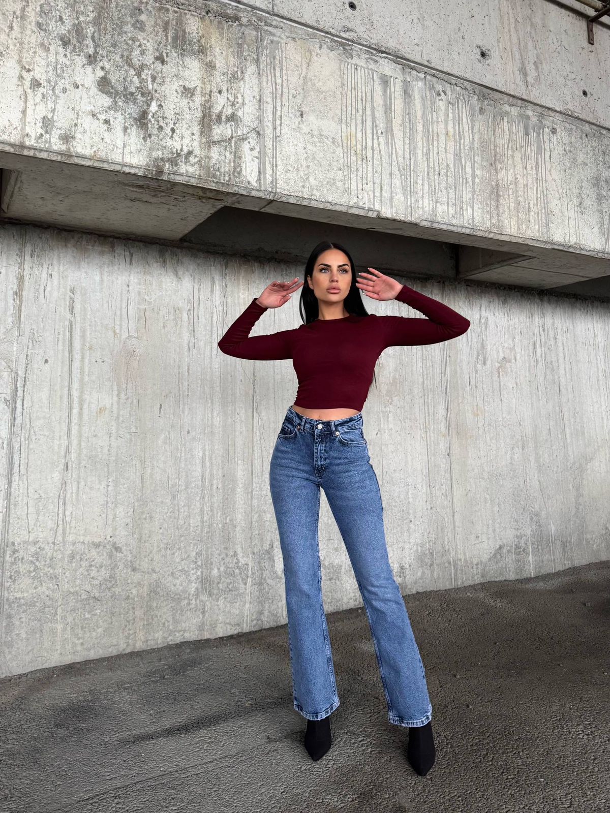 BLUE LYCRA FLARE JEANS